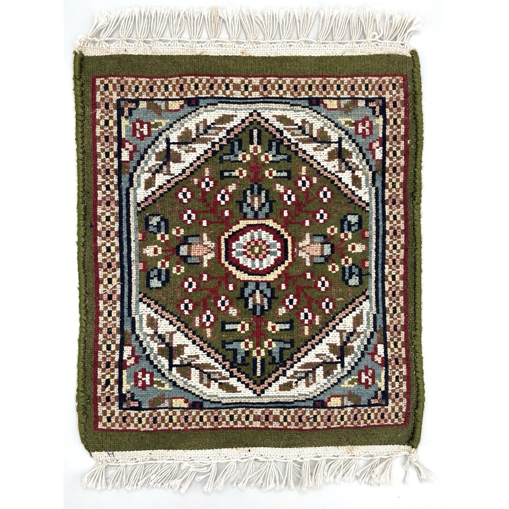 Miniature Hand-knotted Wool Afghani/Pakistani Carpet Sample Dollhouse 10"x12"rug - Picture 2 of 8